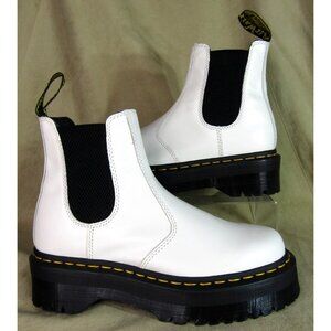Dr. Martens 2976 Quad Platform Chelsea Boots Size US 7 White Leather